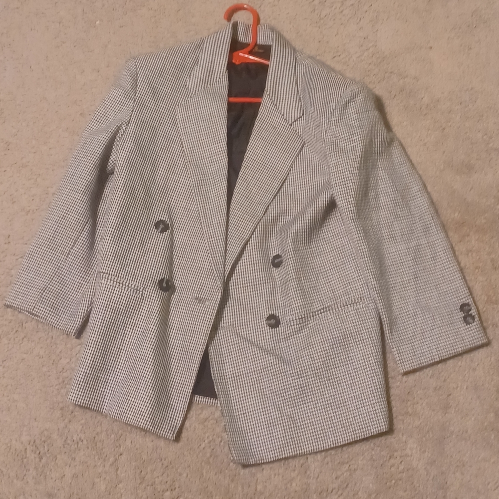 Black and White Houndstooth Blazer
